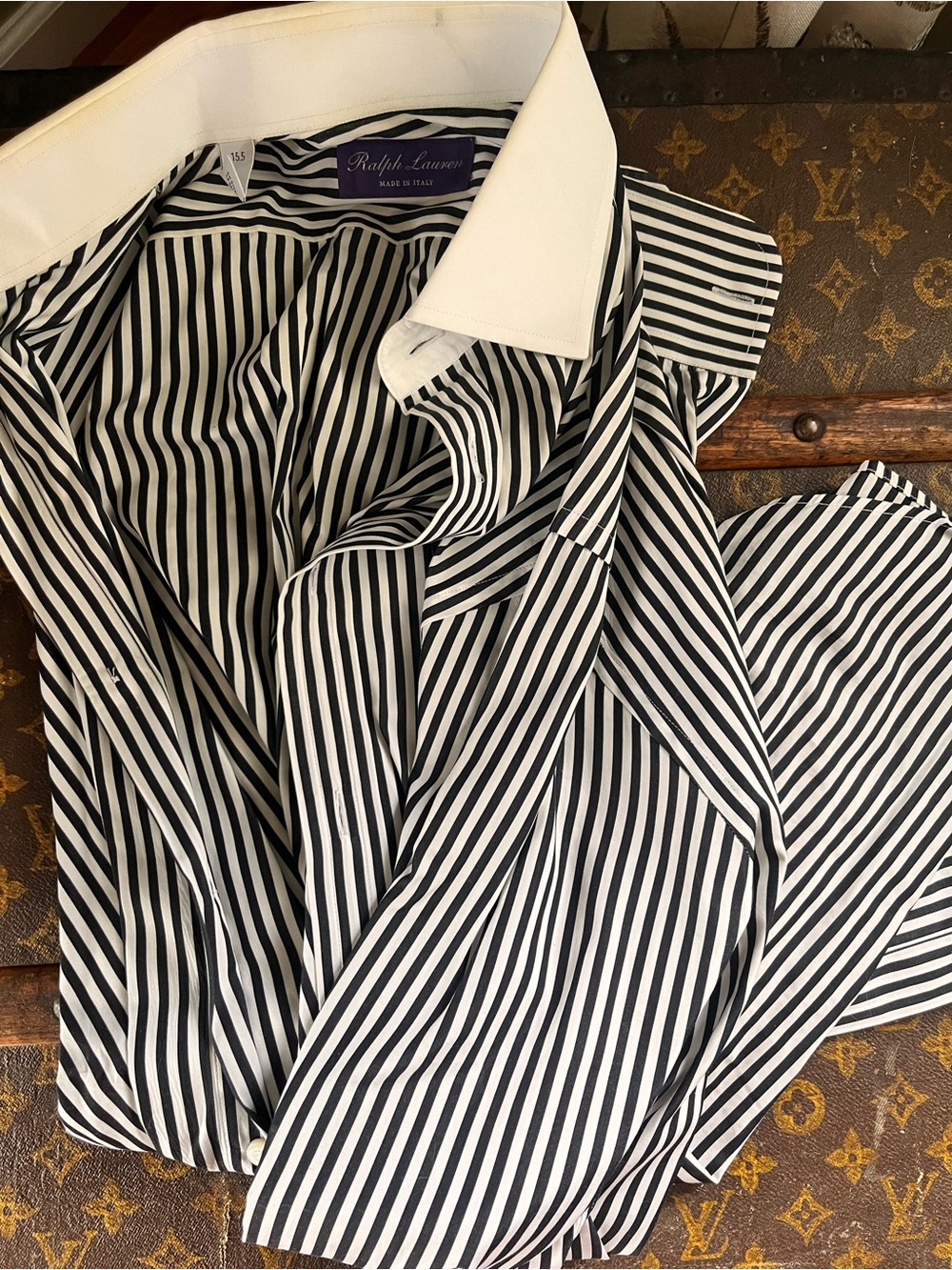 Ralph Lauren Purple Label Black & White Striped Dress Shirt
